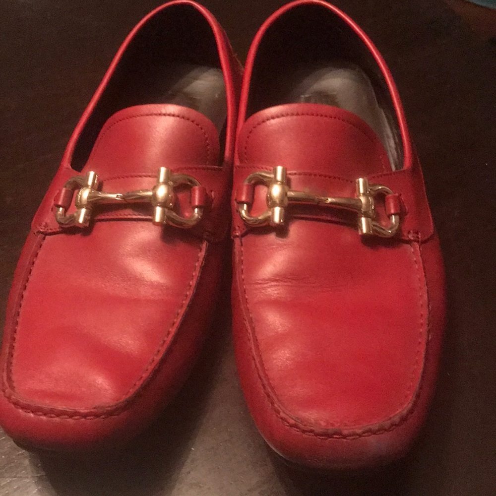 Red Salvatore Ferragamo loafers for sale